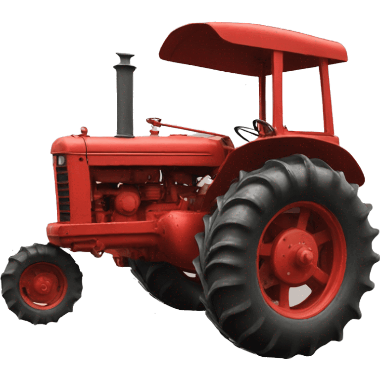 red antique tractor emoji