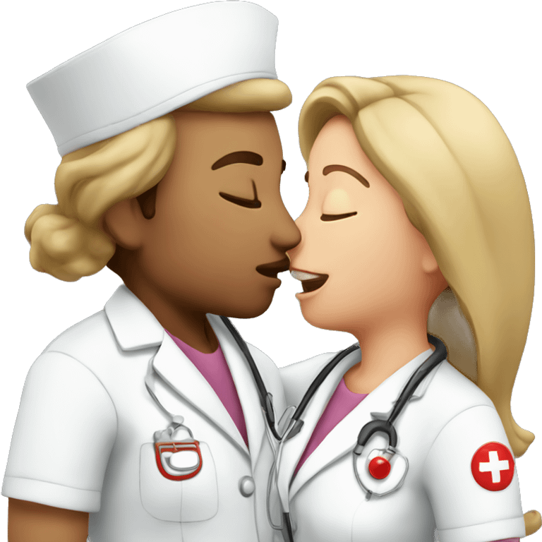 Nurse kissing nurse  emoji