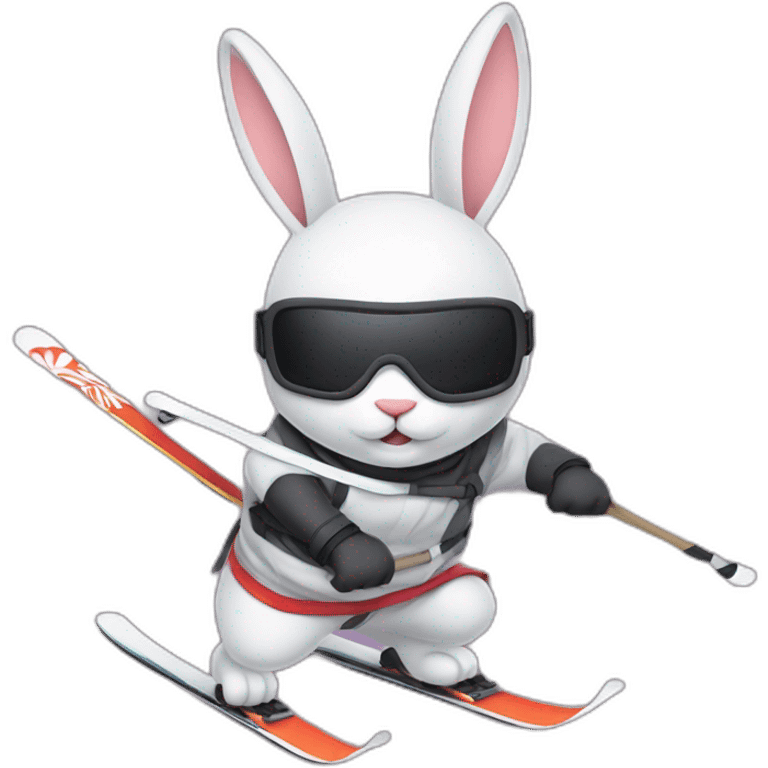 a ninja rabbit skiing emoji