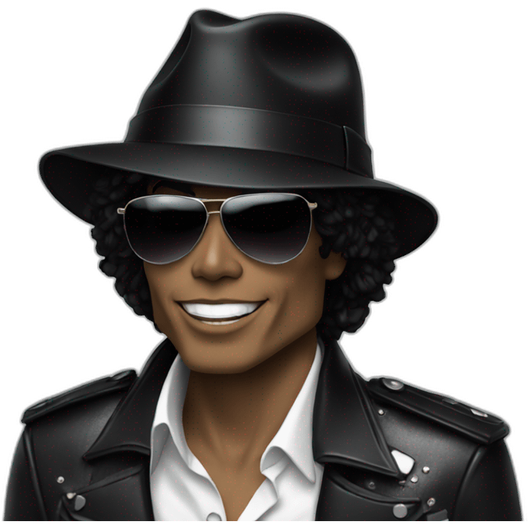 Michael jackson with black hat white skin and sunglasses emoji