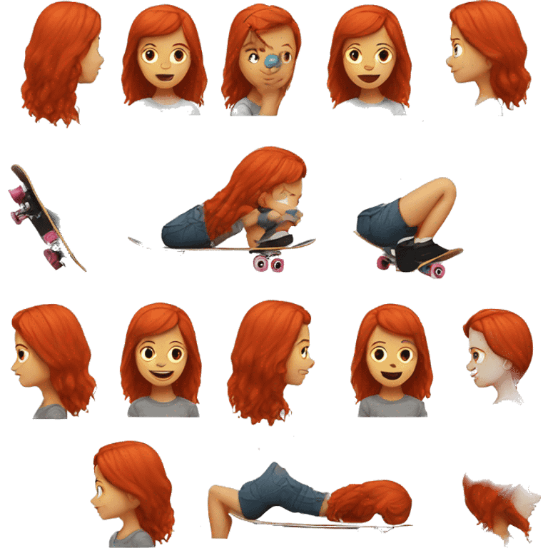 A red hair girl do skateboarding  emoji