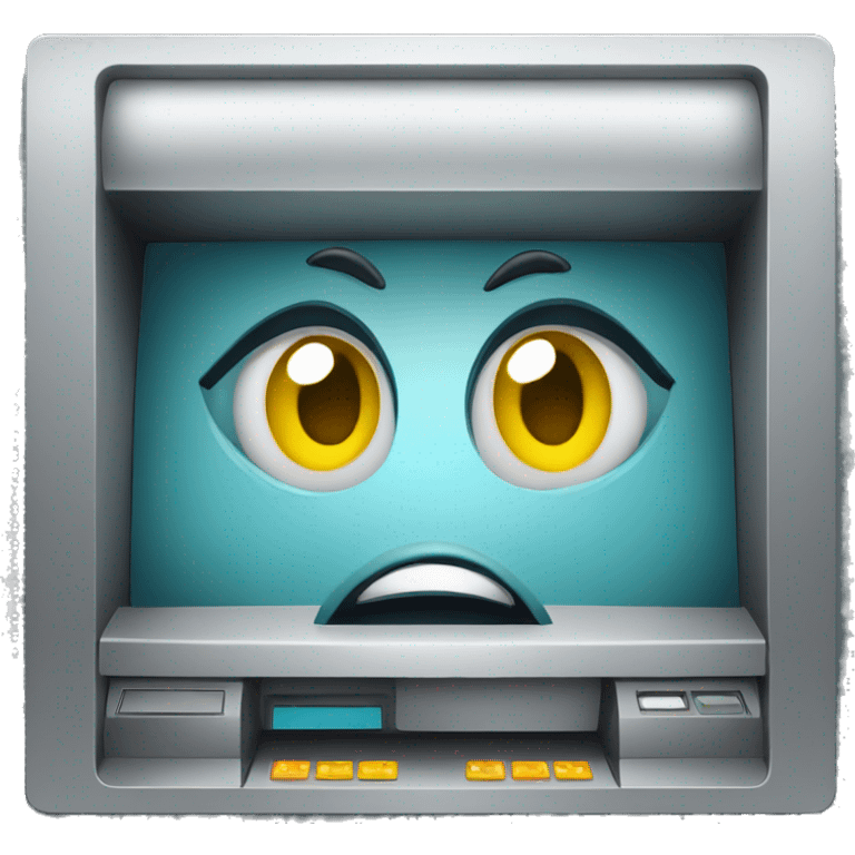 ATM machine with crossed eyes emoji