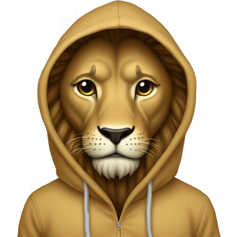 Incognito lion in hoodie emoji