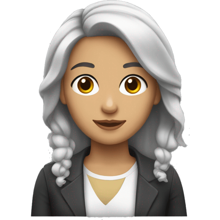 mujer con coleta y cabello blanco y ga emoji