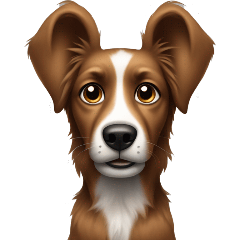 Brown dog with black spots and long fluffy ears ( no white) emoji