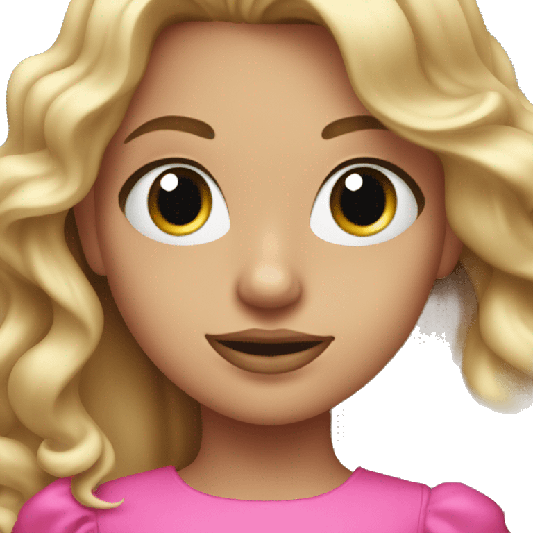 dirty blonde girl with long curled hair in a pink party dress emoji