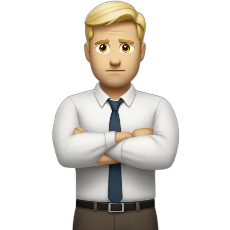 White Man HR-manager crossed arms angry emoji