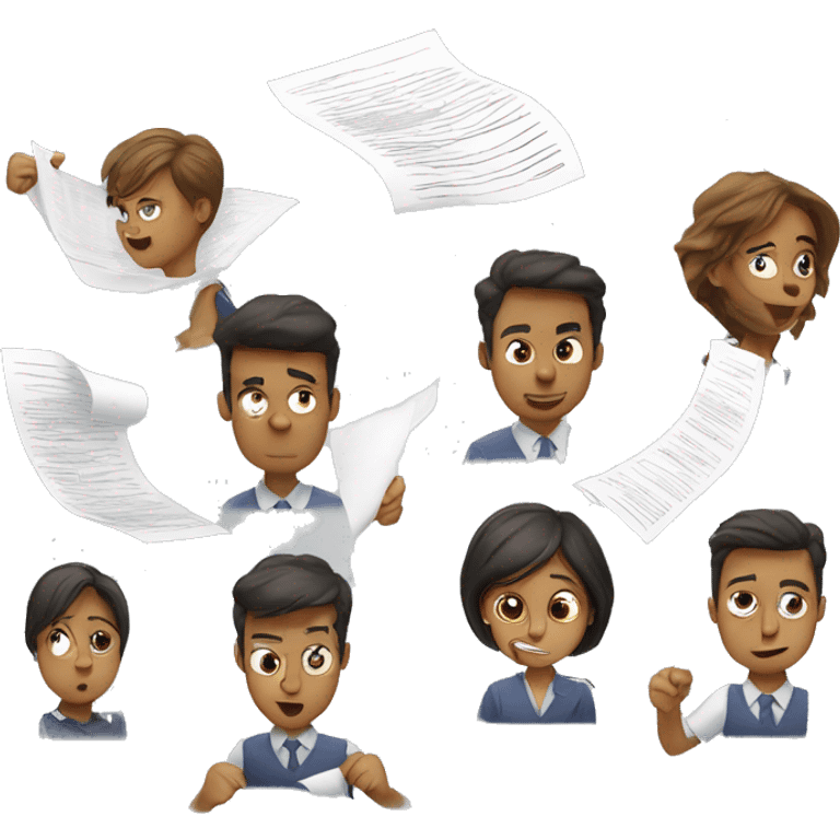 Young Men, Women Frustrated by Failing the Examination, Flying Documents emoji