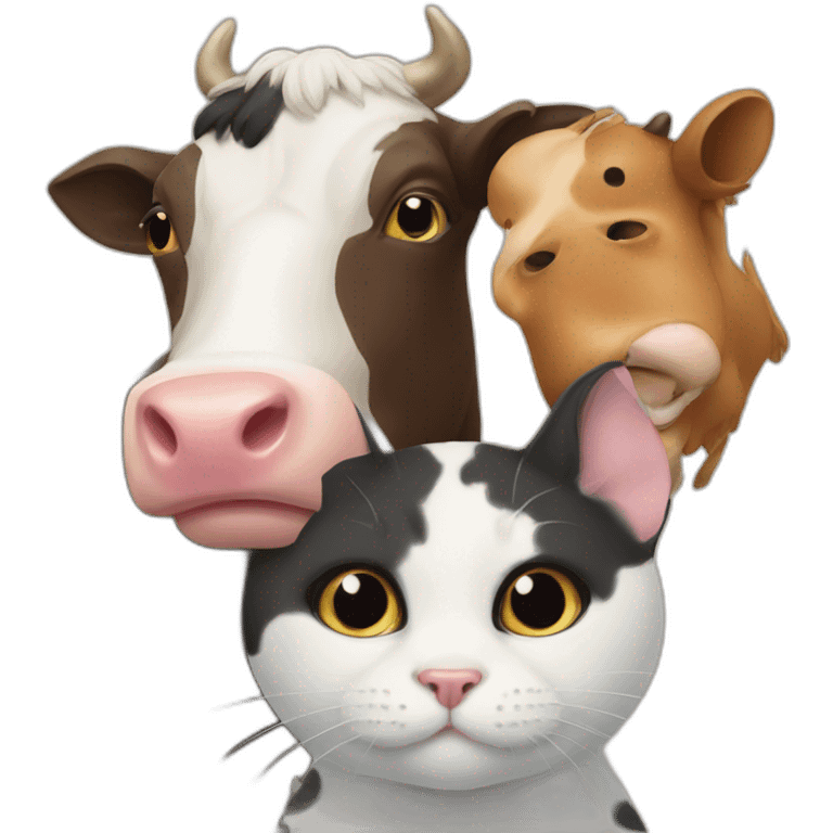 A cat and a cow emoji