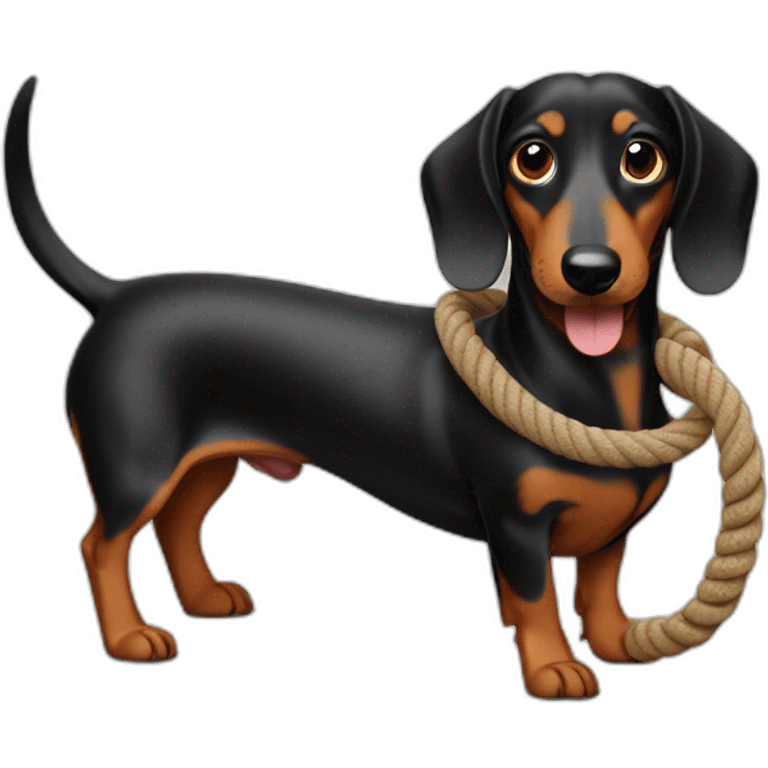 Sausage dog with a piece of rope emoji