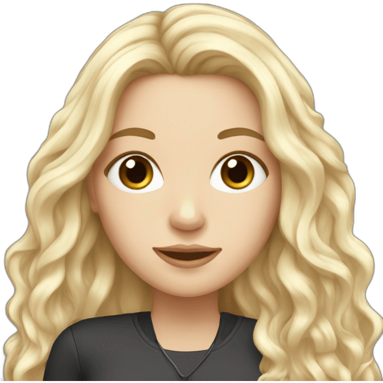 white girl with black wave long hair and smartphone emoji