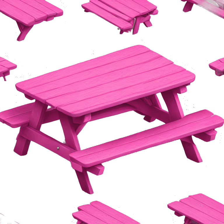 Realistic flat hot pink wooden picnic table isolated . emoji