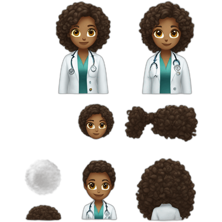 doctor woman brown light skin long curly hair black cat emoji