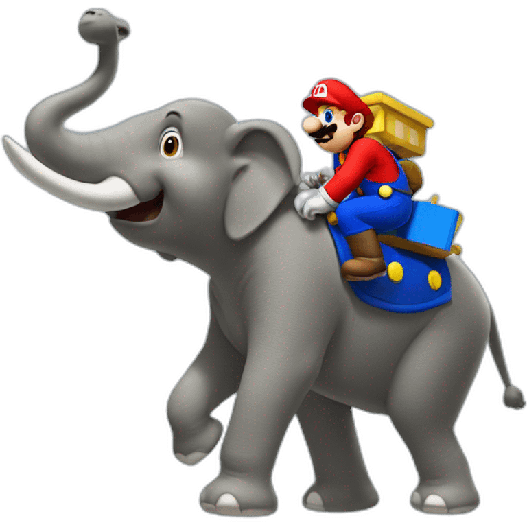 mario sur un éléphant emoji