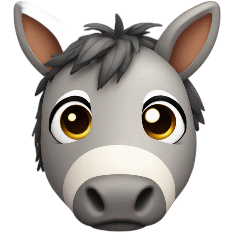 3d sphere with a cartoon Donkey skin texture with big thoughtful eyes emoji