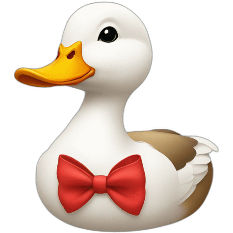 Duck wearing red bow emoji