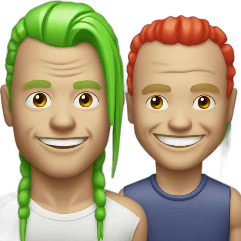 Michael “Flea” Balzary face, with neon green hair, smiling with gap front teeth, bass player for Red Hot Chili Peppers emoji