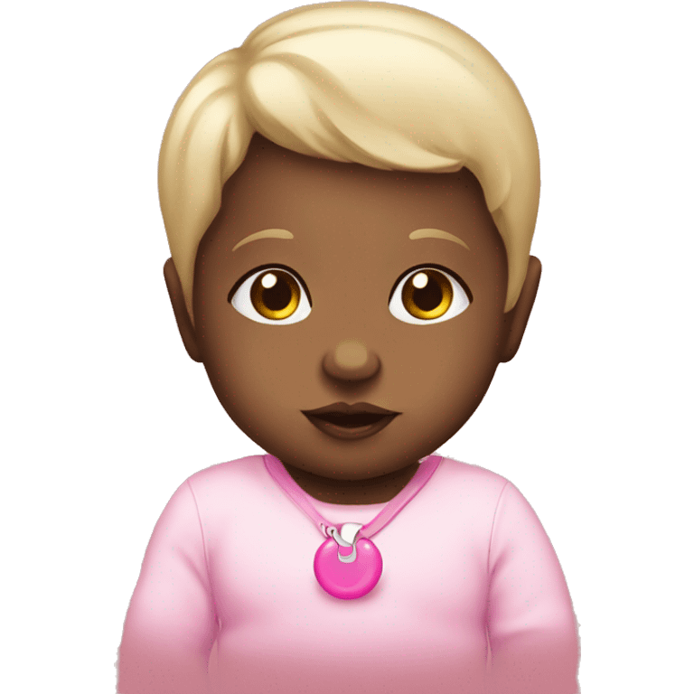 Baby girl with a pink pacifier emoji