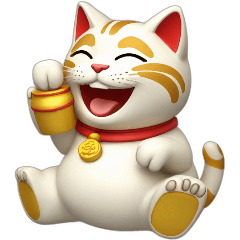 laughing Maneki-neko emoji