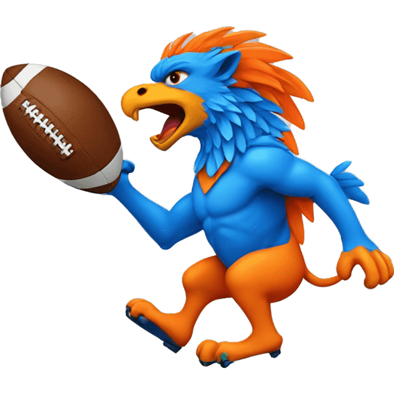 Wild Griffin with Football in blue and Orange  emoji