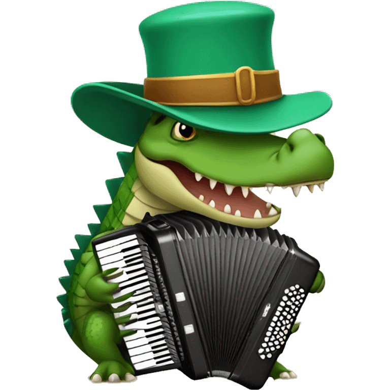 A crocodile in a hat plays the accordion emoji