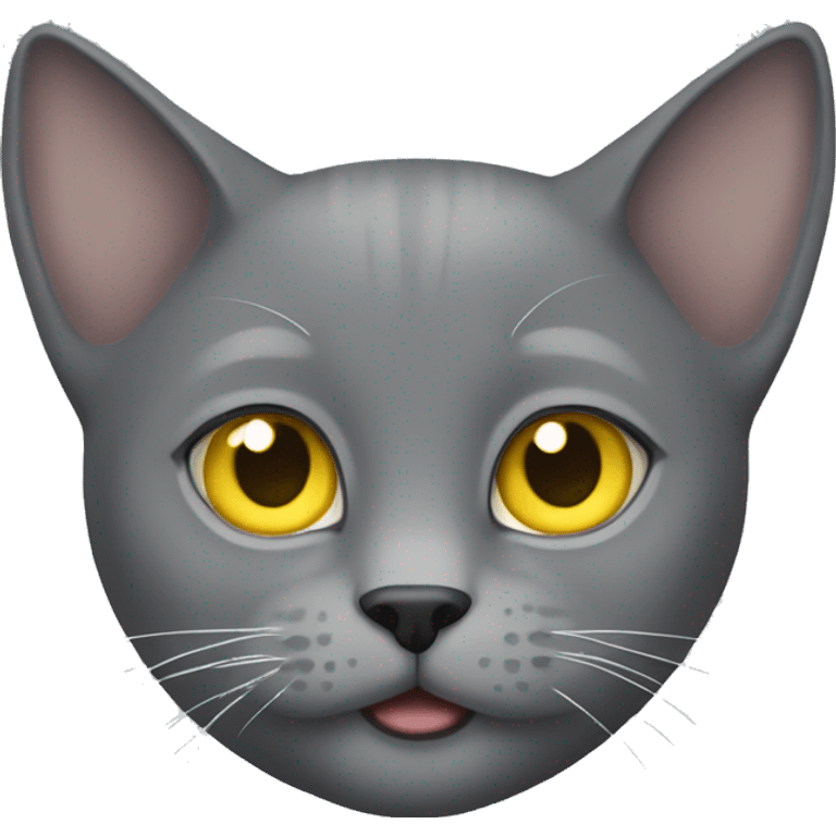 Grey cat with white paws and white belly, and yellow eyes emoji