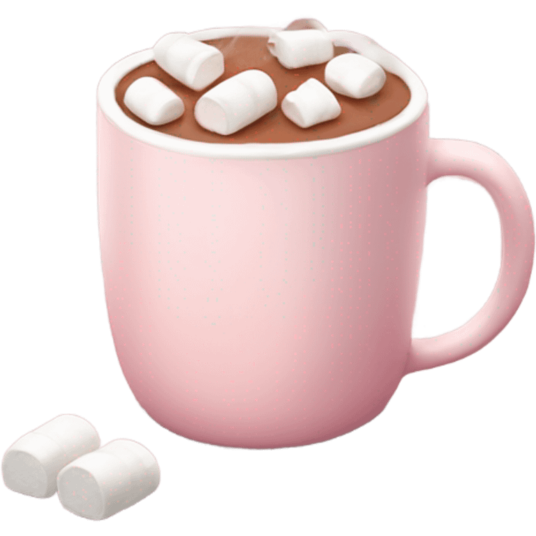 Light Pink mug of hot chocolate with marshmallows  emoji