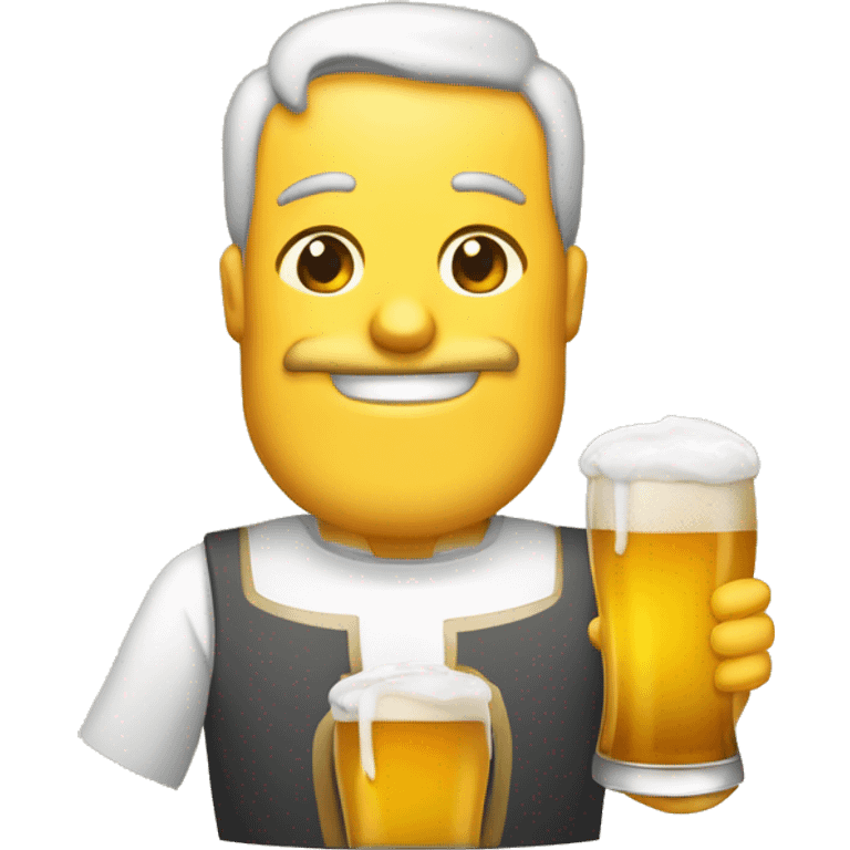 santinho simpático de corpo inteiro  com argoola sobre a cabeça bebendo cerveja  emoji