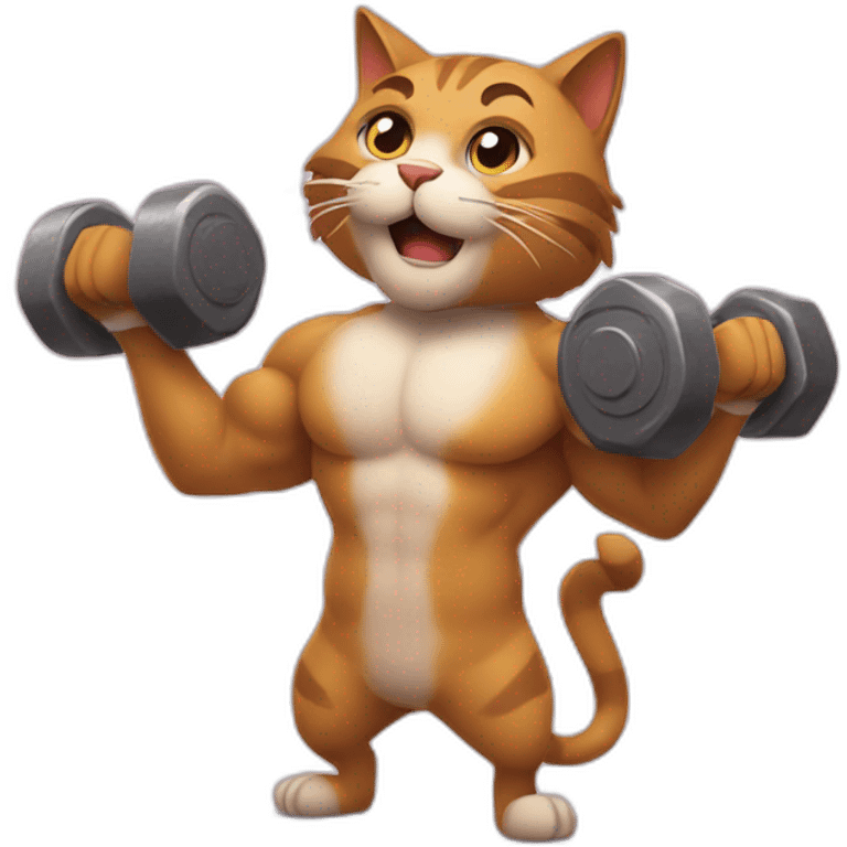 Strong Cat lifting dumbbell  emoji