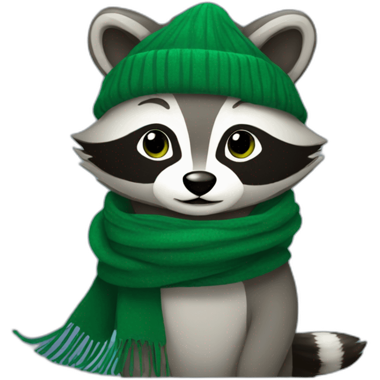 Raccoon in a green scarf emoji