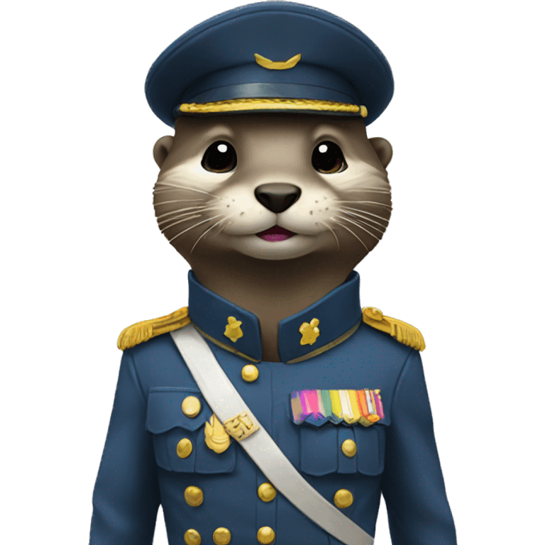 An otter soldier in a rainbow uniform saluting emoji