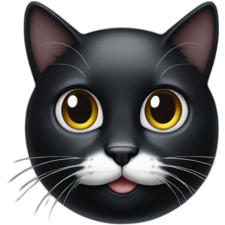 Black cat with white moustache and white chest emoji