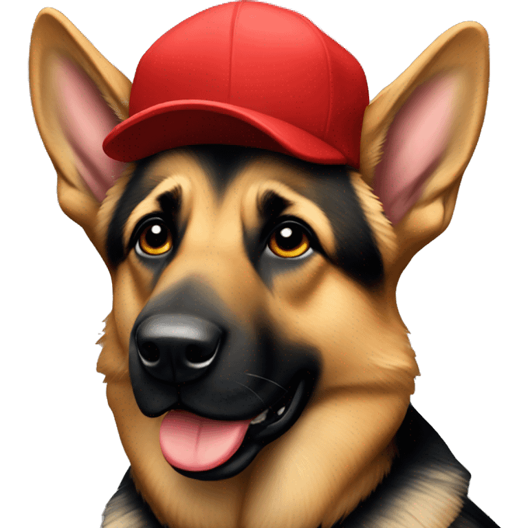 German Shepard with a red cap on  emoji