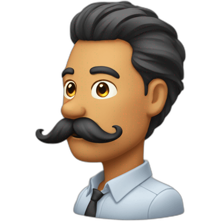 Un homme noir cheveux roux et grande moustache qui fait coucou emoji