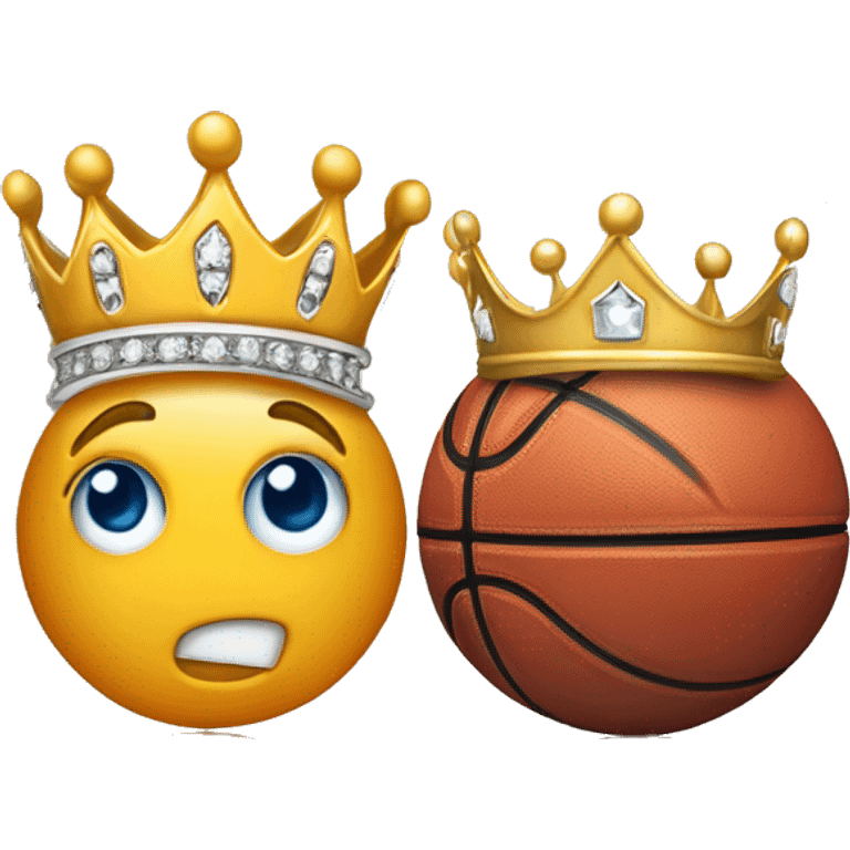 Basketball with a crown on top and a diamond meclacke with no face  emoji