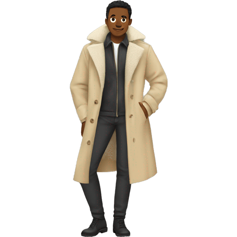 beige sherpa trench coat emoji