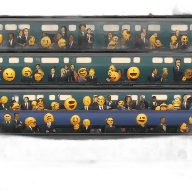 people in suits packed onto a train emoji