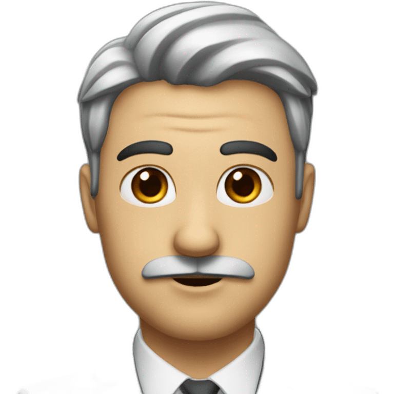 Man with a small black moustache under his nose and black hair wearing a suit emoji