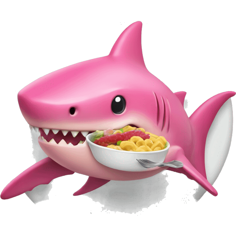 pink shark eating food emoji