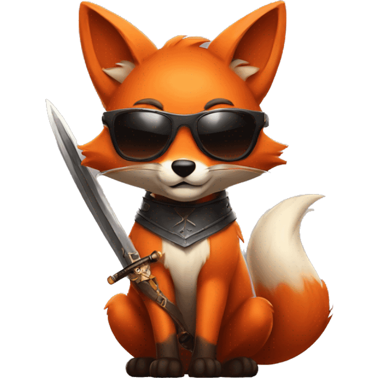 a fox in sunglasses with a sword emoji