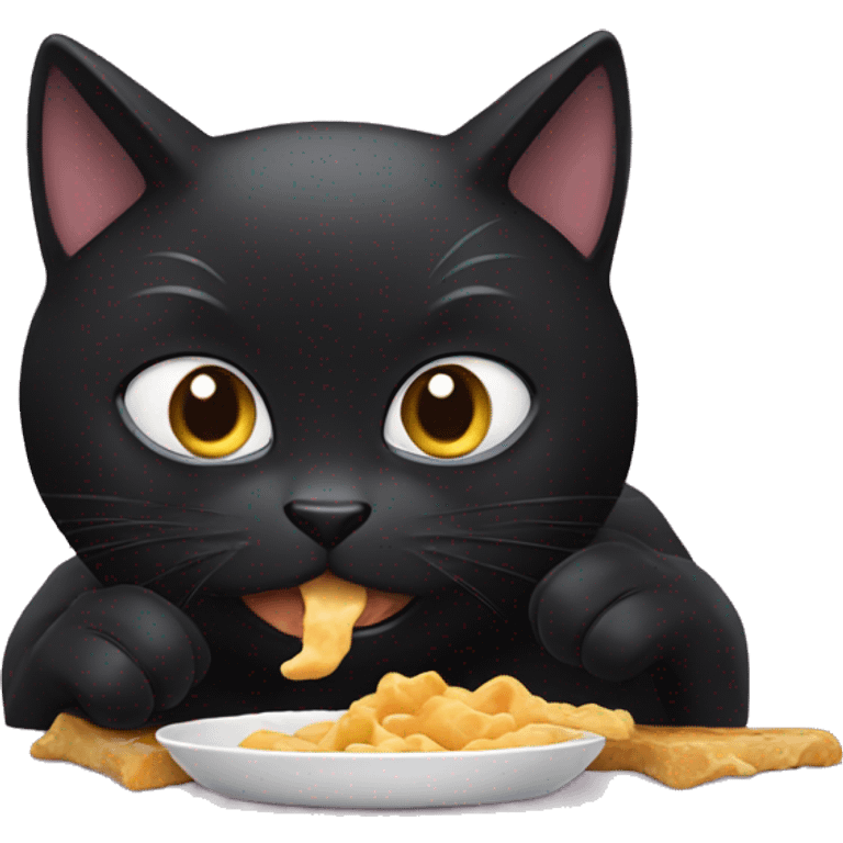 black cat eating food  emoji