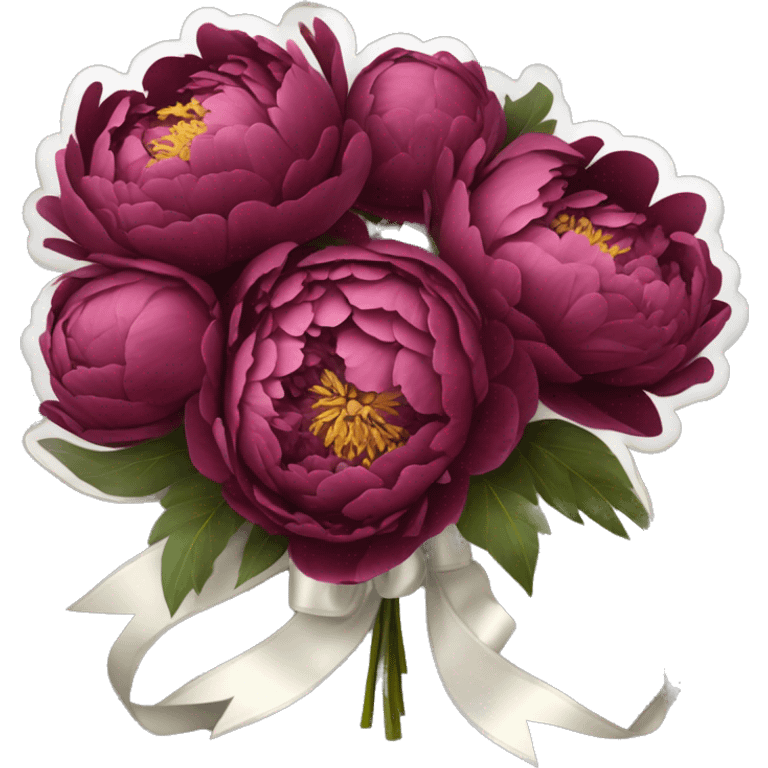 Big bouquet of burgundy peonies with a white satin ribbon emoji