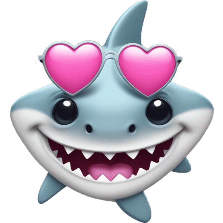 female cute shark wearing sunglasses laughing with pink heart emoji