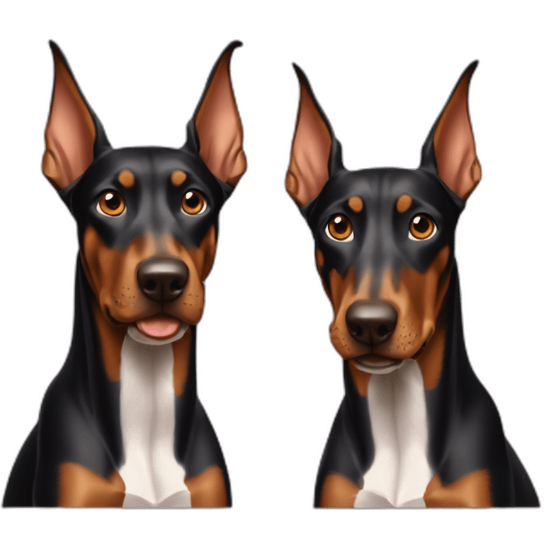 Two dobermans playing emoji