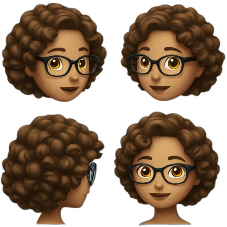 girl with glasses, brown long and a little bit curly hairs emoji