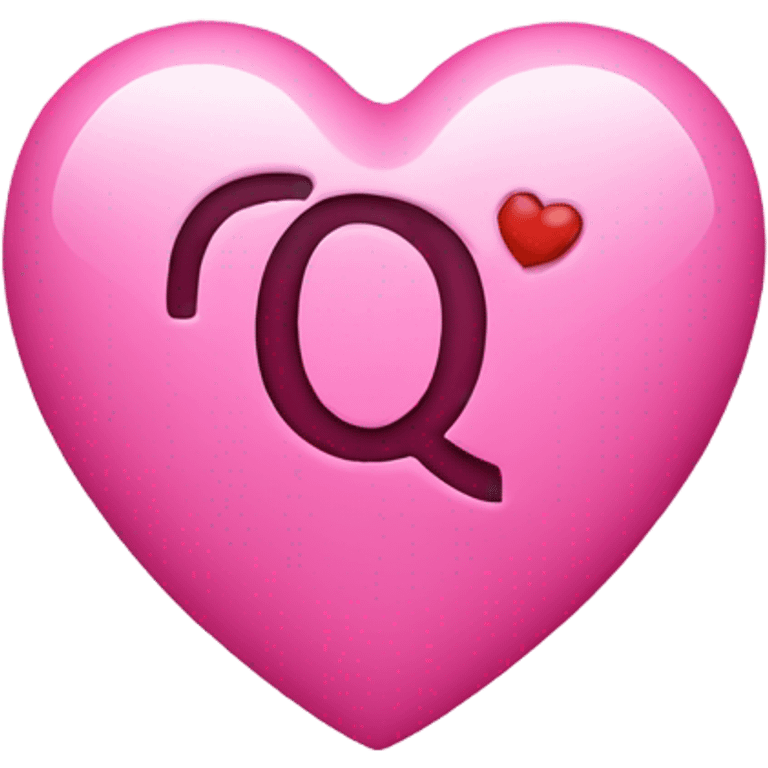 a pink heart with a Q inside of it emoji