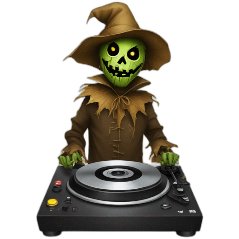 evil scarecrow on turntables emoji