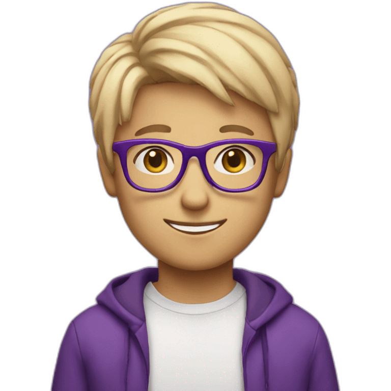 blondie boy in specs with a purple cup emoji