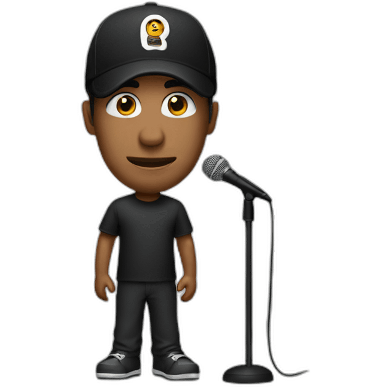 Stand Up actor width with microphone in a black cap emoji