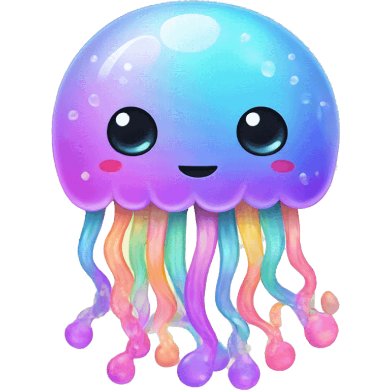 Kawaii rainbow pastel bedazzled family of jellyfish  emoji